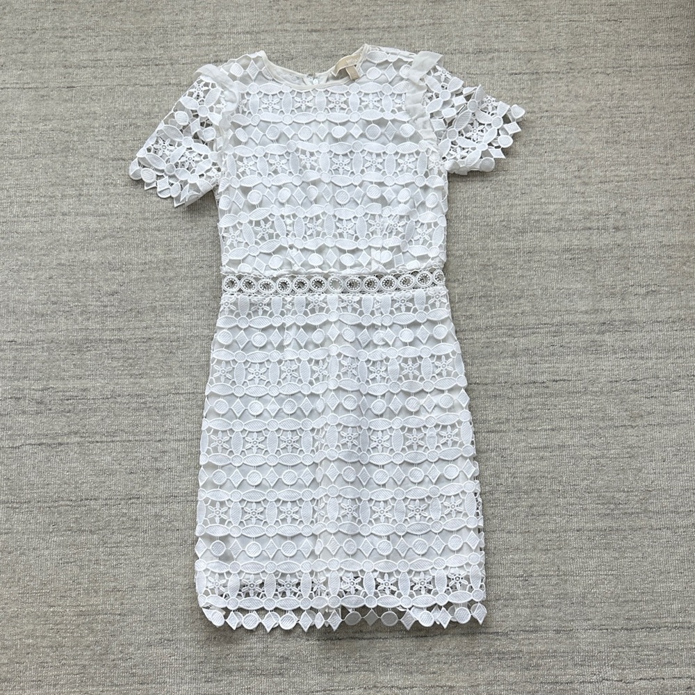 Michael Kors White Floral Lace Shift Dress